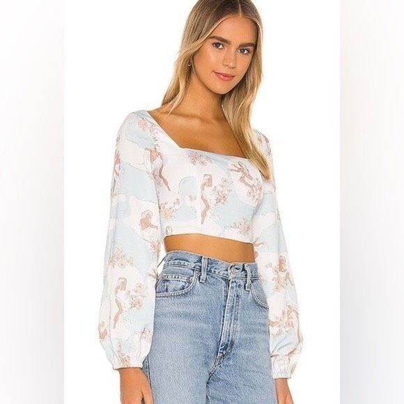 Song of Style Dixie Long sleeve Crop Top in Siren Multi - Picture 3 of 12